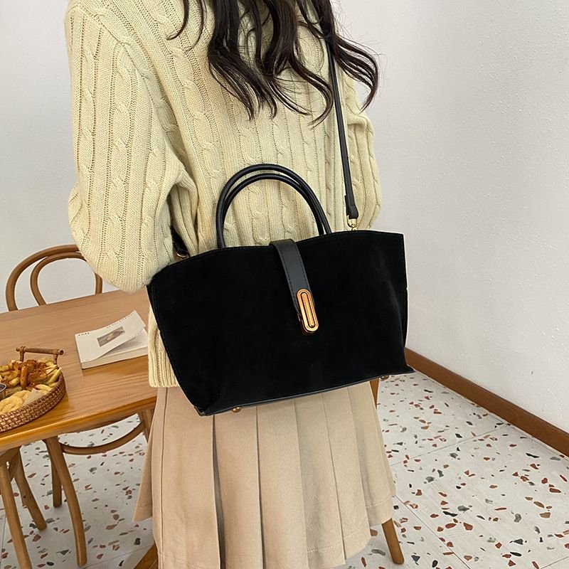 Women Retro Fashion PU Litchi Large Capacity Handle Shoulder Bag