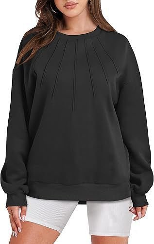 Autumn Winter Women Casual Loose Solid Color Round Neck Long Sleeve Sweatshirt