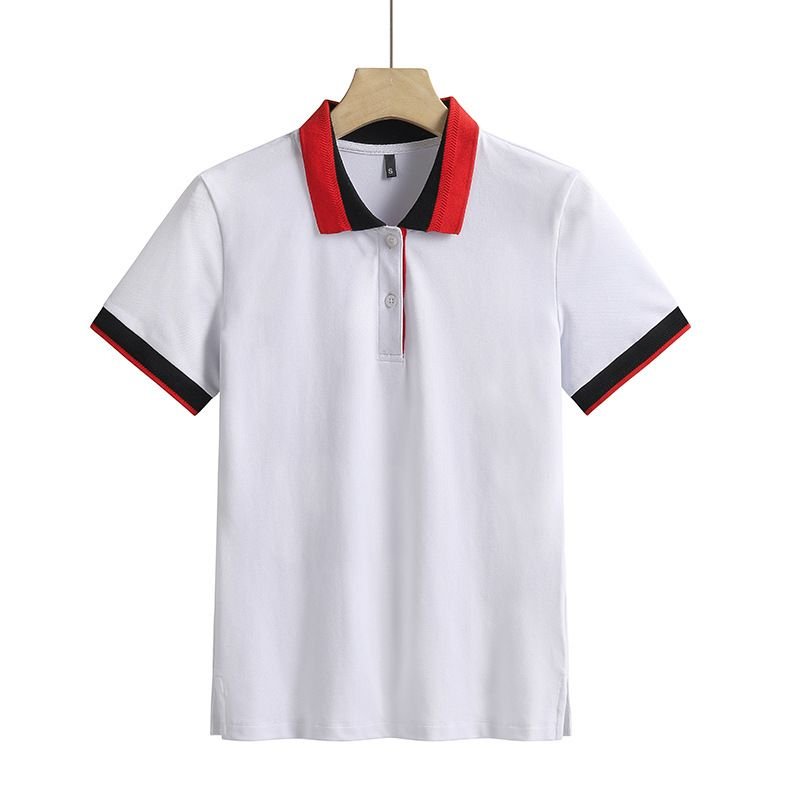 Elegant Office Women Cotton Lapel Short Sleeve Slim Half Sleeve Polo Shirt Custom