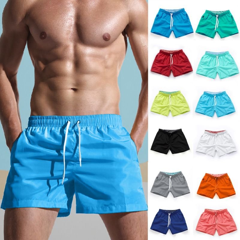 Men Fashion Candy Color Summer Beach Sports Swimwear Shorts