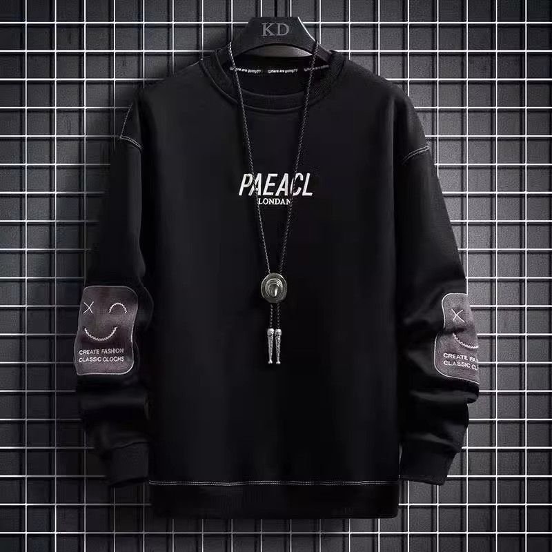 Men Spring Autumn Fashion Casual Alphabet Embroidery Fleeces Long Sleeve Round Neck Sweatshirts