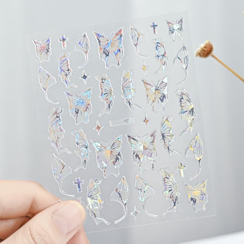 Laser Gold And Silver Gothic Liquid Butterfly Nail Art Sticker