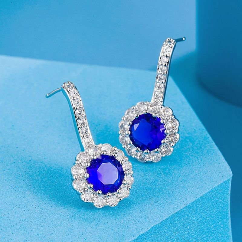 Women Fashion Multicolor Round Rhinestone Earrings