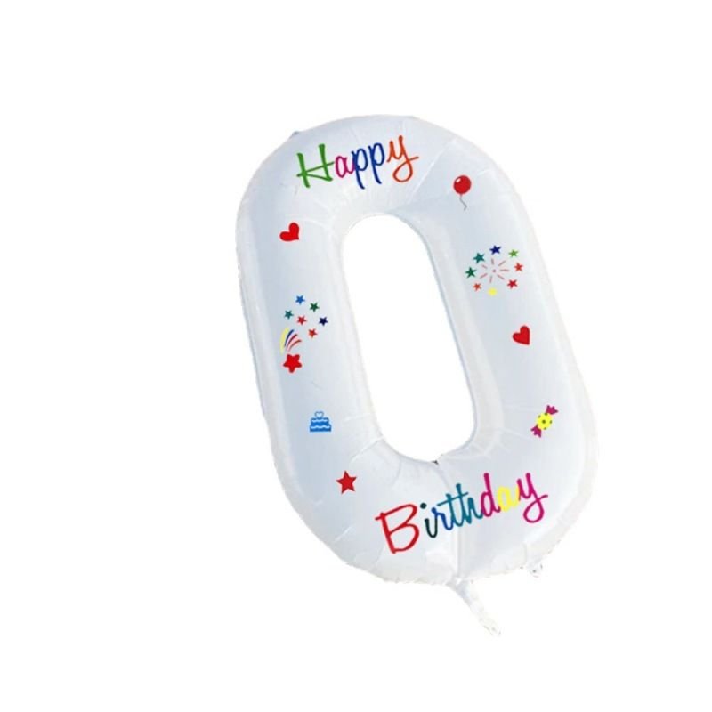 32 Inch Large White Digital Aluminum Balloon Children'S Birthday Party Layout Photo Props Sticker Balloon