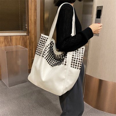 Women Fashionable Large Capacity Studded Tote Bag