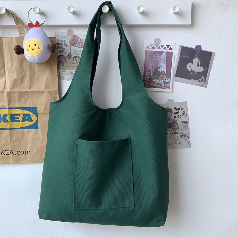 Women Fashionable Solid Color Large Capacity Canvas Tote Bag