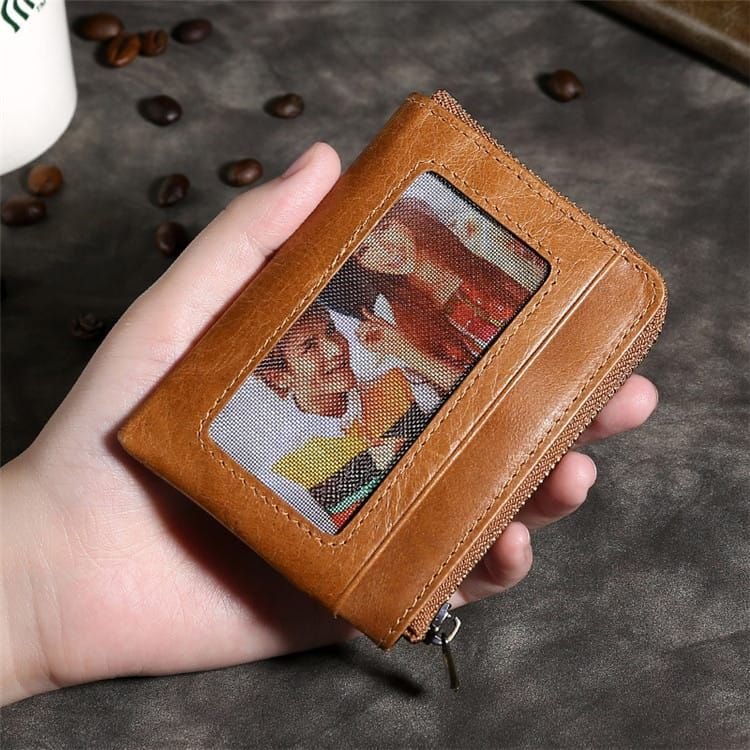 Vintage Solid Color Leather Multifunction Coin Wallet