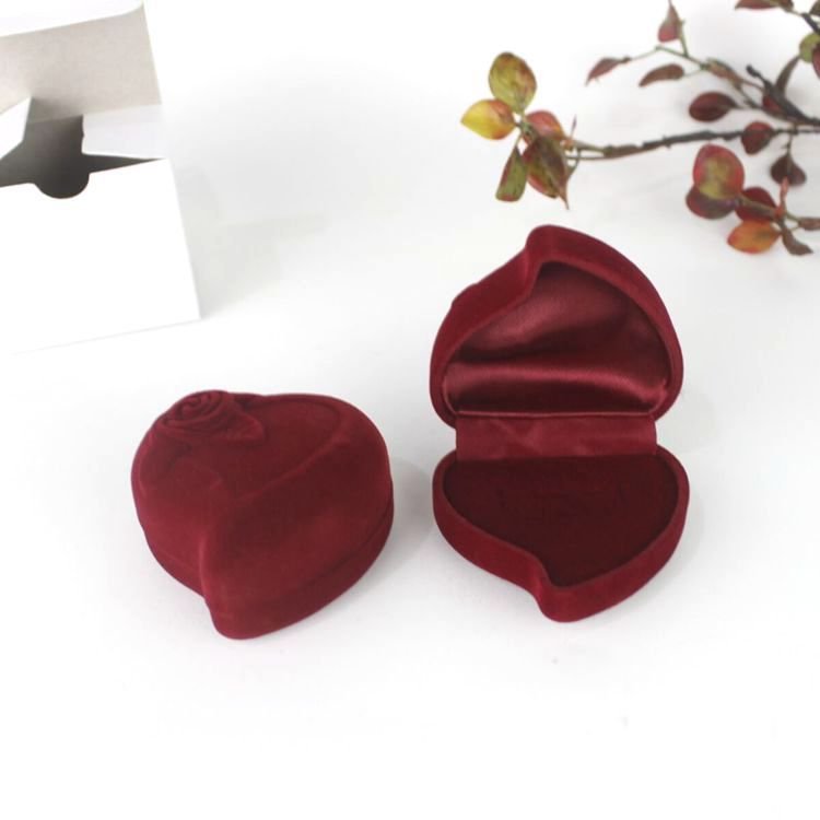 Valentine Day Heart Rose Jewelry Storage Packaging Ring Box