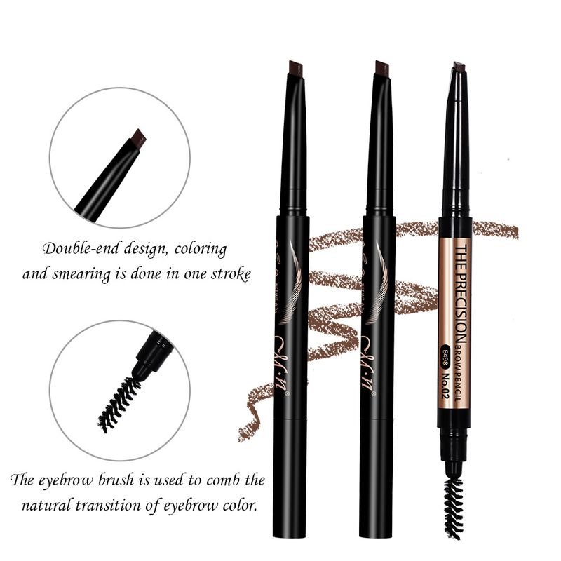 MENOW Women Simple Not Easy To Faint Automatic Rotating Triangle Double Head With Brush Eyebrow Pencil