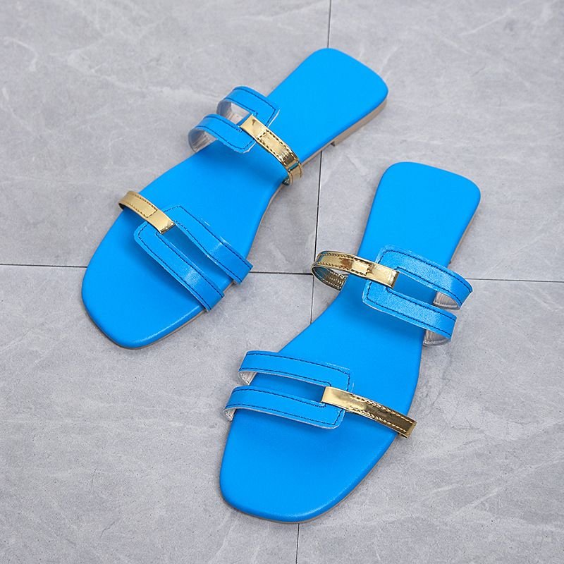 Women Fashion Casual Patchwork Design Flat Slippers