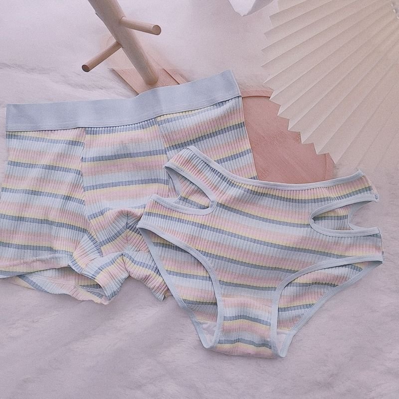 Fashion Sexy Stripe Low Waist Breathable Couple Underwear