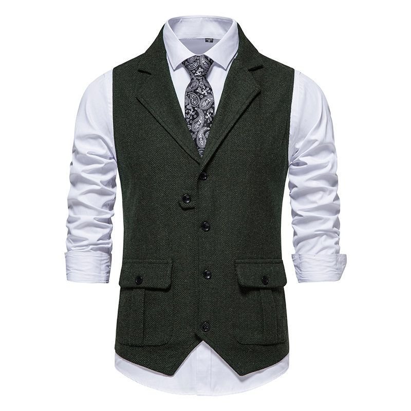 Men Fashion Business Casual Lapel Suit Vest