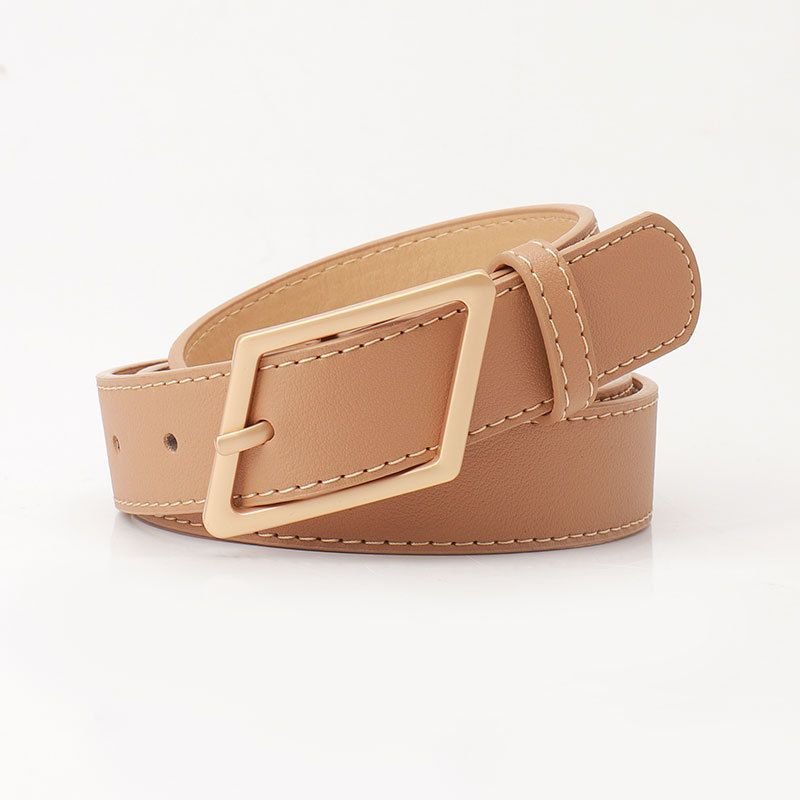 Women Fashion Solid Color Alloy Pin Buckle Belt