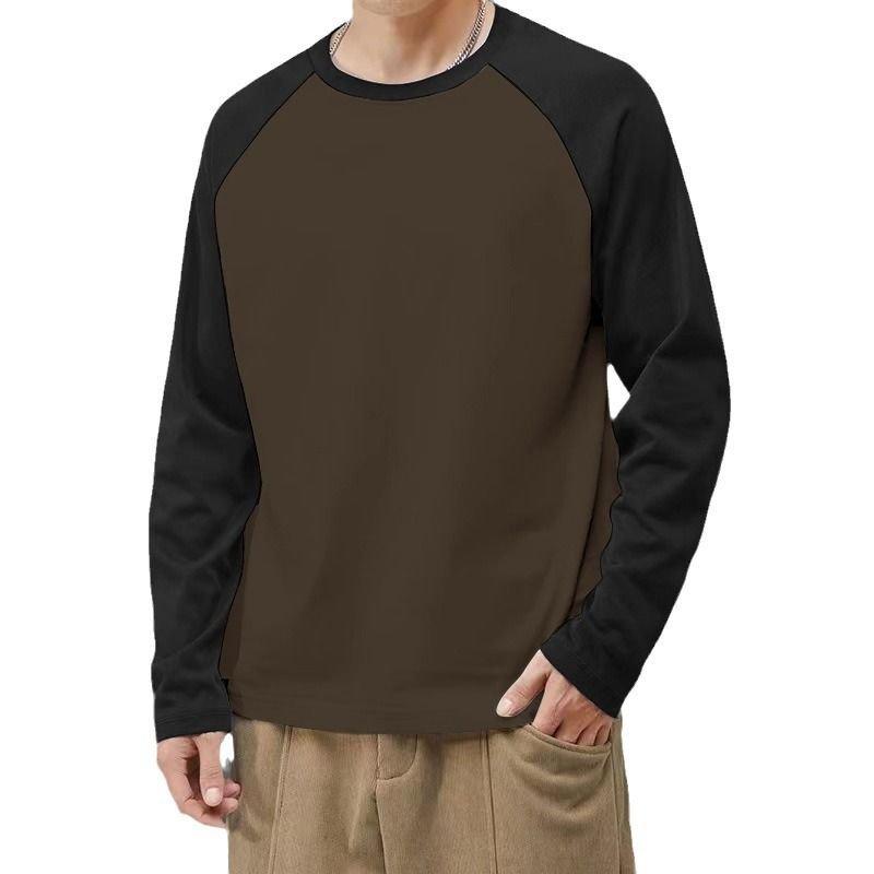 Men Casual Versatile Sports Color Matching Plus Size Long Sleeve T-Shirt