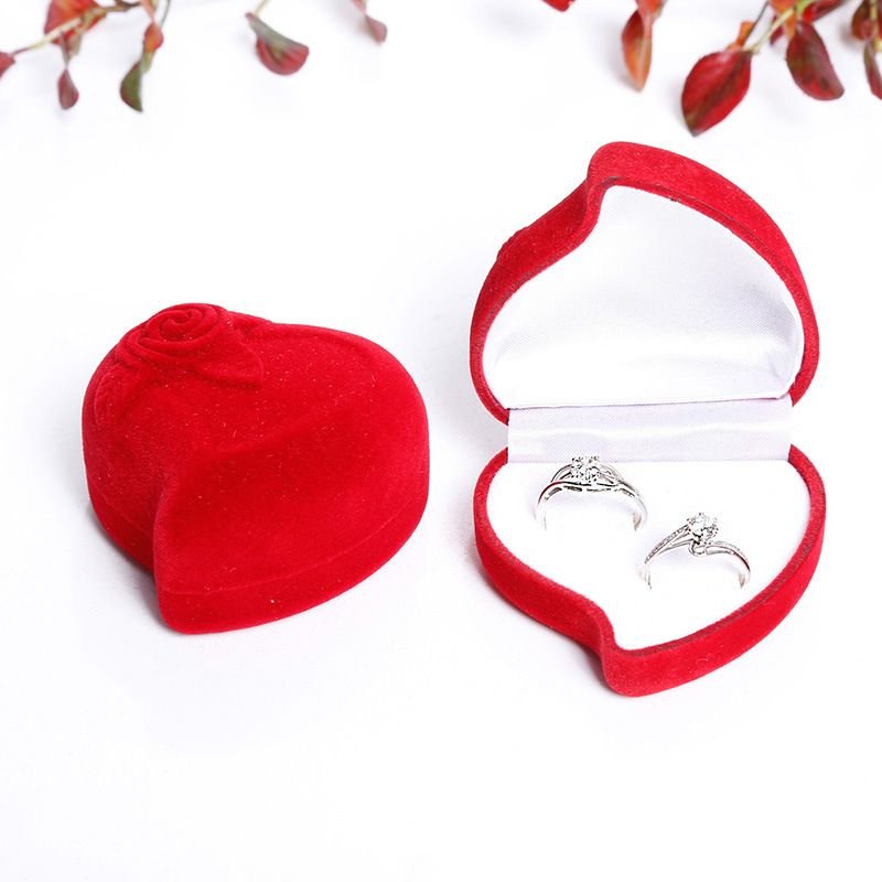 Valentine Day Heart Rose Jewelry Storage Packaging Ring Box