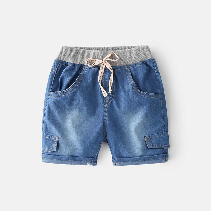 Boys Simple Elastic Design Denim Shorts