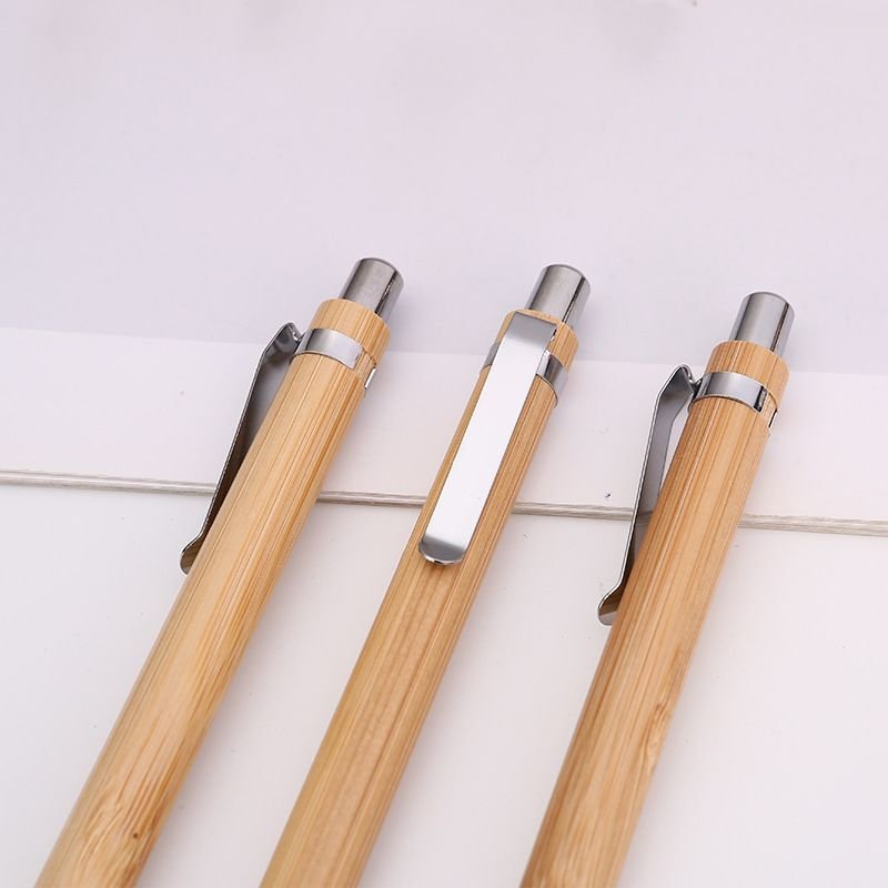 Simple Bamboo Push Ball-Point Pen