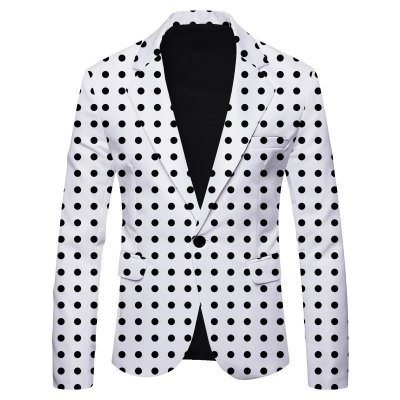 Men Spring Autumn Fashion Casual Party Polka Dot Stripe Zebra Leopard Print Long Sleeve Lapel Suit Coat