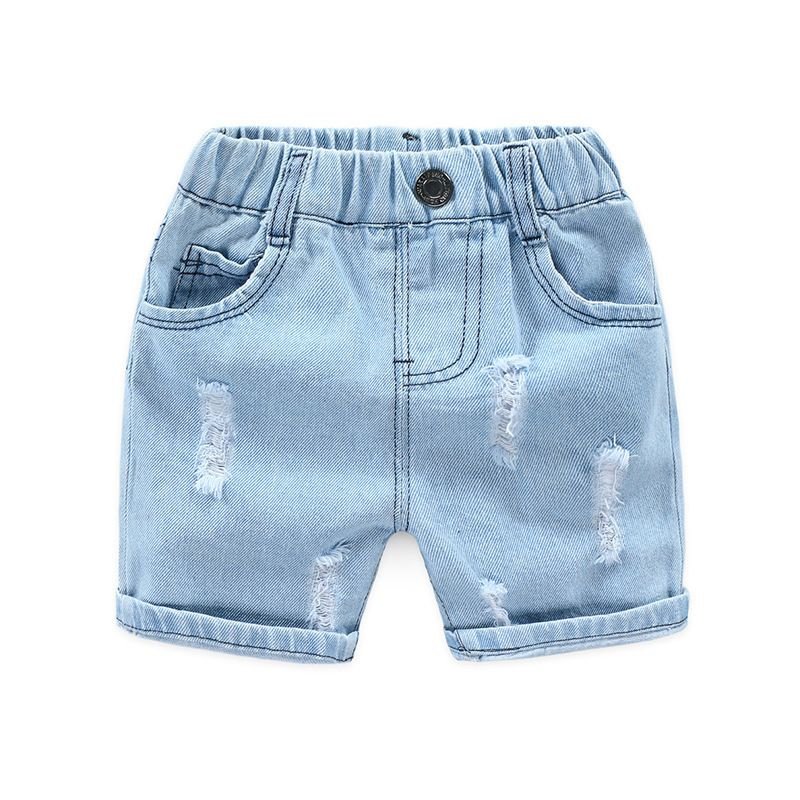 Kids Boys Casual Ripped Elastic Denim Shorts