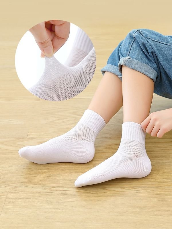 3-16 Years Kids Mesh Summer Thin Sports Breathable Sweat-Absorbent Seamless Cotton Ankle Socks Custom