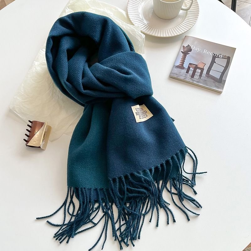 Autumn Winter Women Fashion Solid Color Double-Sided Cashmere Warm Scarf