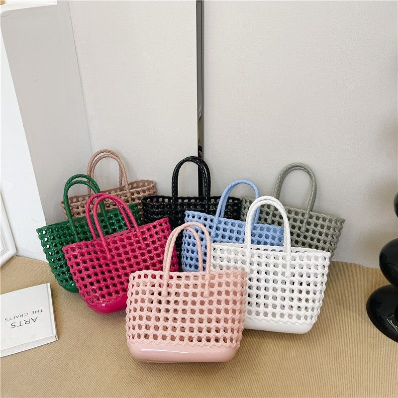 Fashion Solid Color Hollow Large Capacity Beach Bag Tote Bags