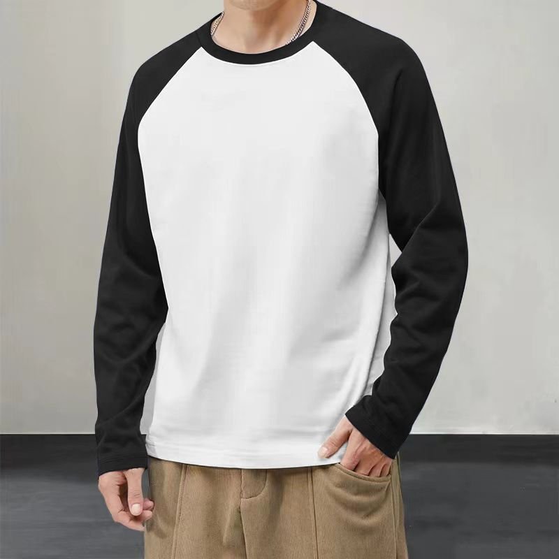 Men Casual Versatile Sports Color Matching Plus Size Long Sleeve T-Shirt