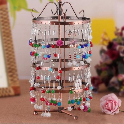 Fashion Round Rotating Earrings Metal Display Stand