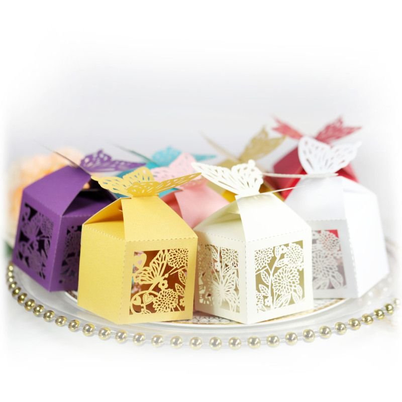 Simple Creative Hollow Butterfly Floral Wedding Candy Packaging Box