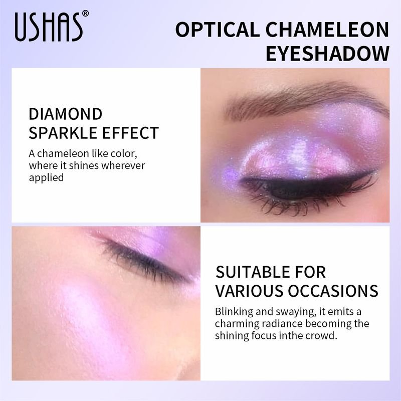 USHAS Women Simple Fine Flashing Color Change Anti-Makeup Eye Shadow Plate