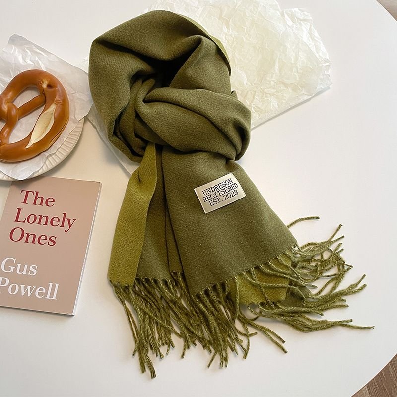 Autumn Winter Women Fashion Solid Color Double-Sided Cashmere Warm Scarf