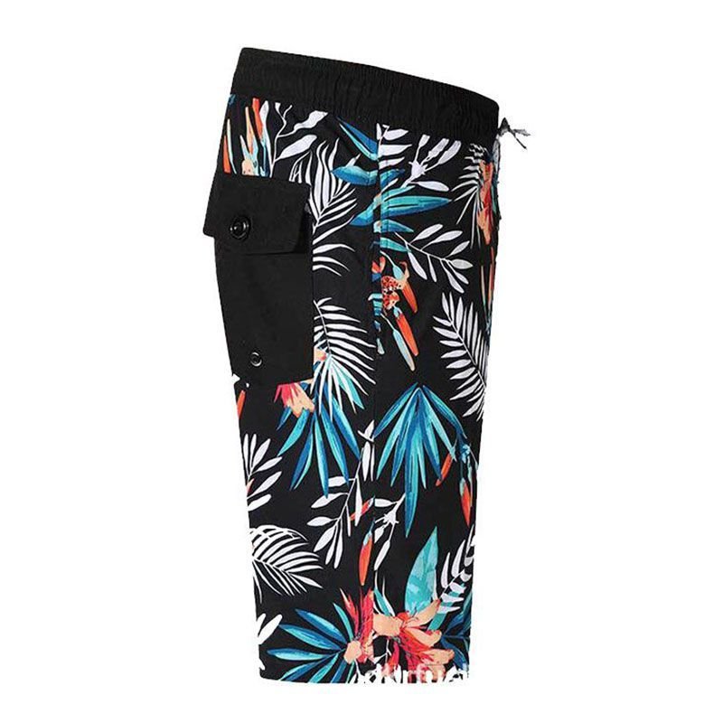 Men Leaves Print Casual Beach Shorts