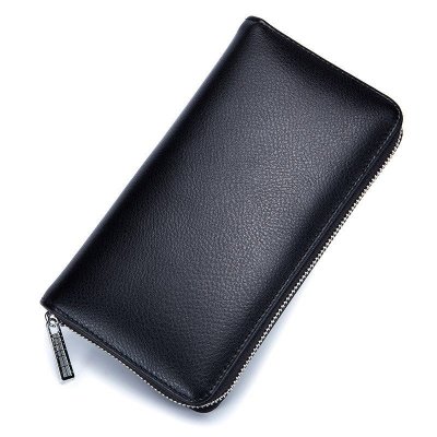 Leather Solid Color Long Zipper Magnetic Purse