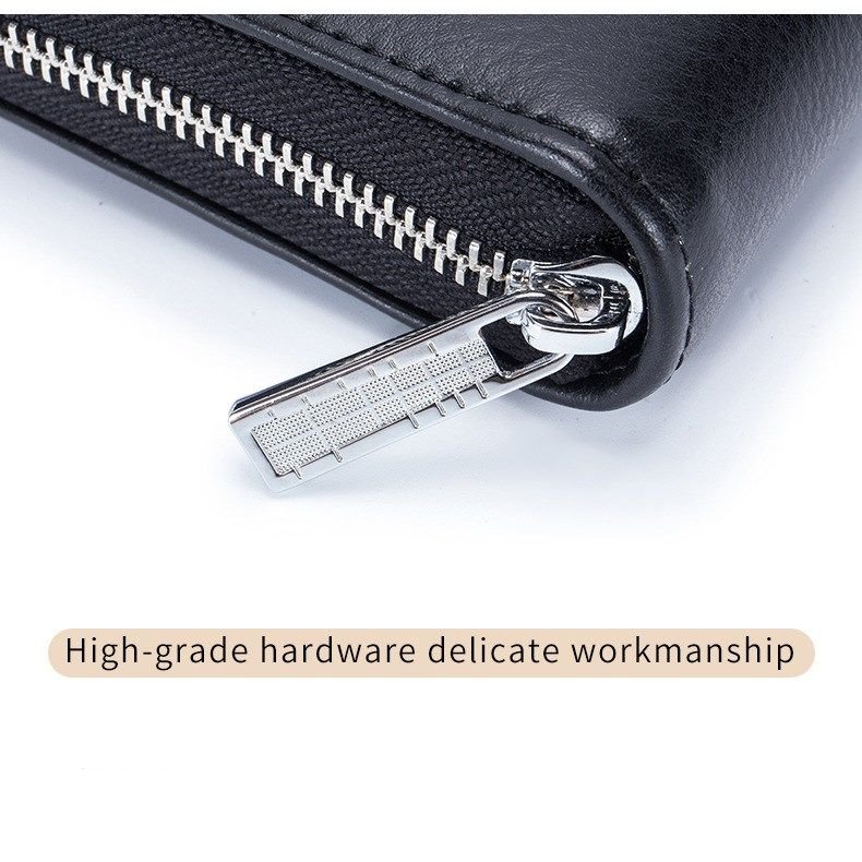 Leather Solid Color Long Zipper Magnetic Purse