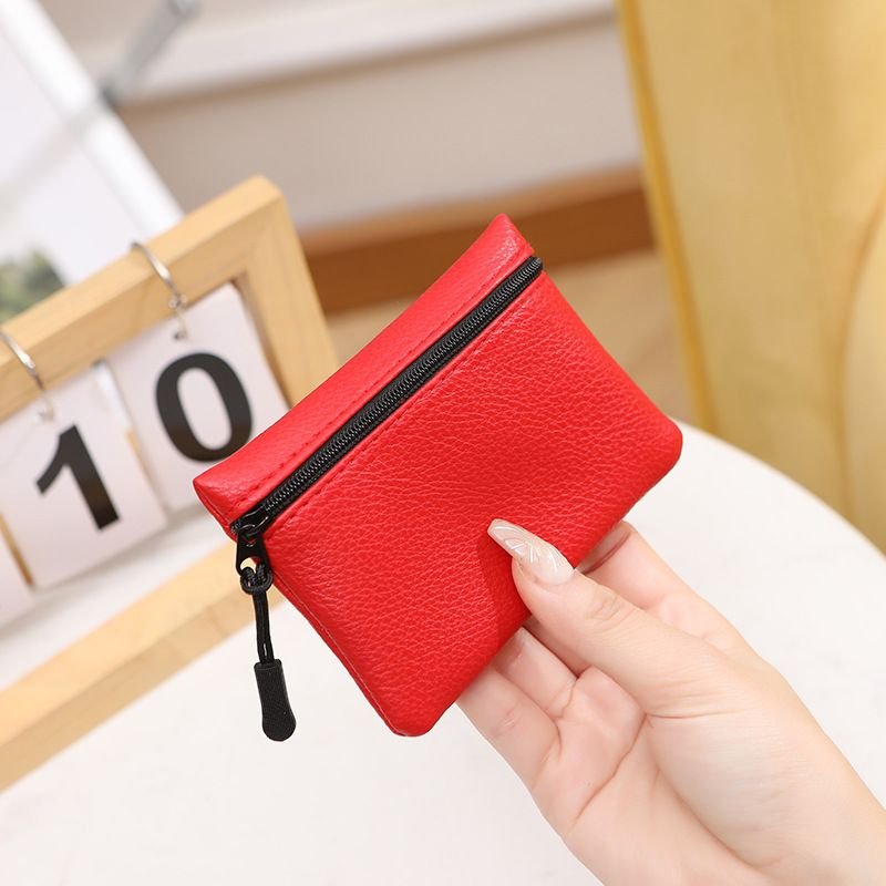 Women Fashion Litchi Zipper PU Wallet