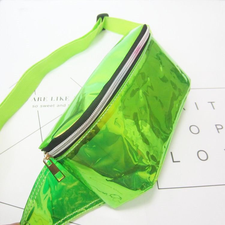 Women Fashion Symphony Laser Metal Color Transparent Clear Chest Bag