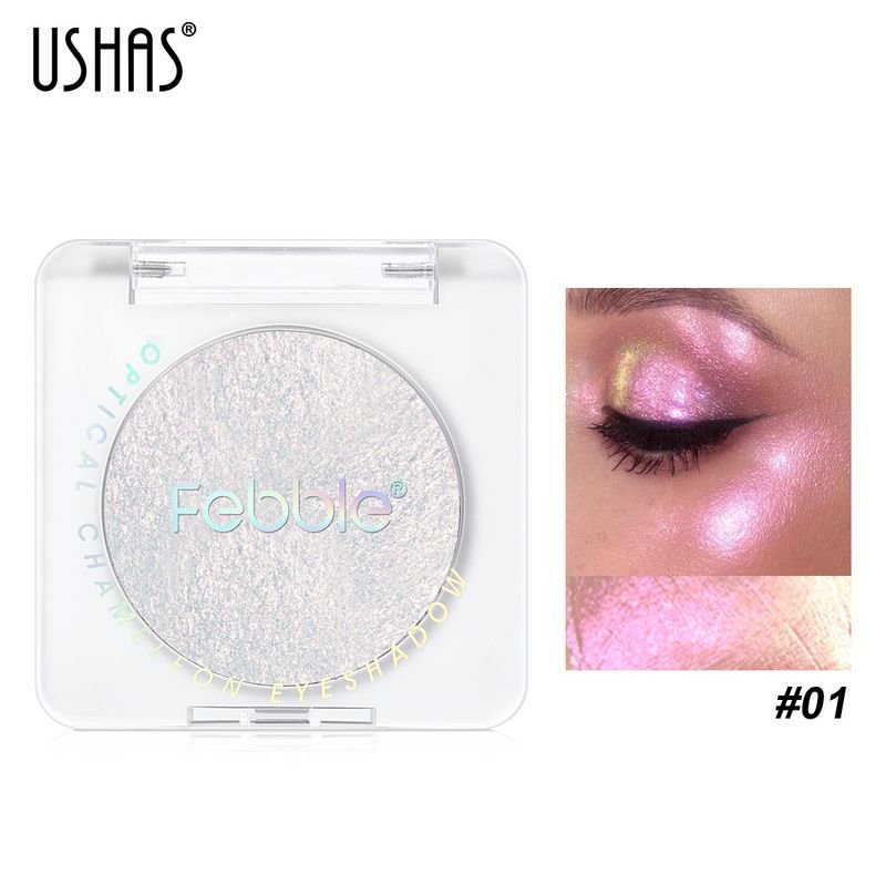 USHAS Women Simple Fine Flashing Color Change Anti-Makeup Eye Shadow Plate