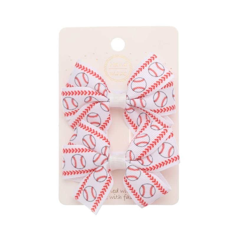 Kids Girls Cute Sweet Rugby Print Bow Hair Clip