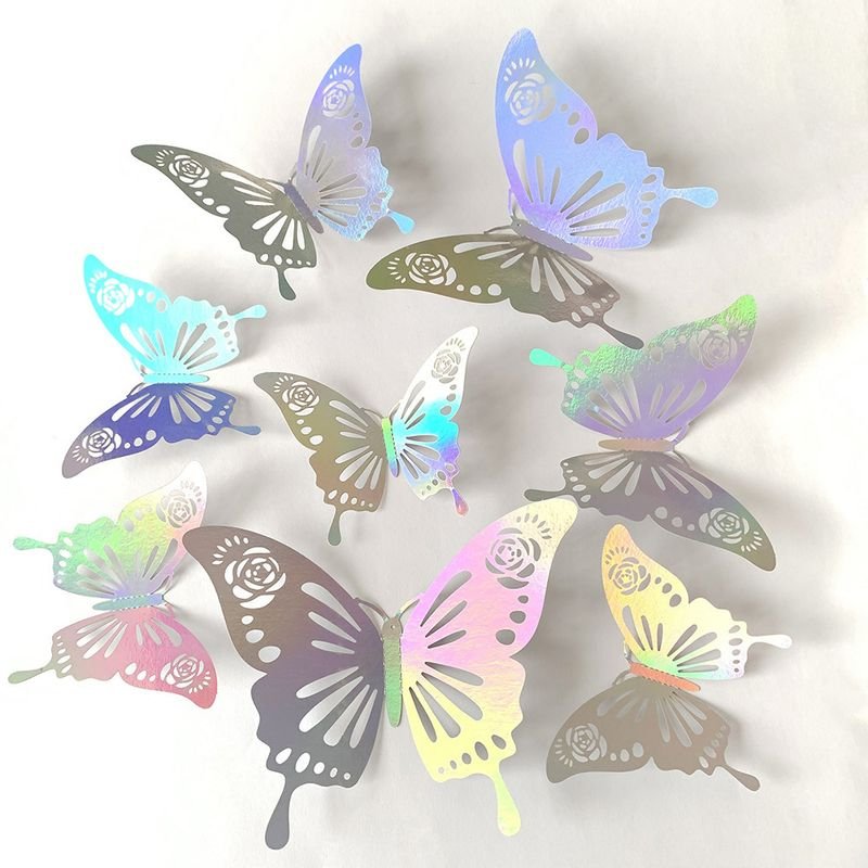 Multicolor 12pcs/Set Three-Dimensional Hollow Butterfly Sticker