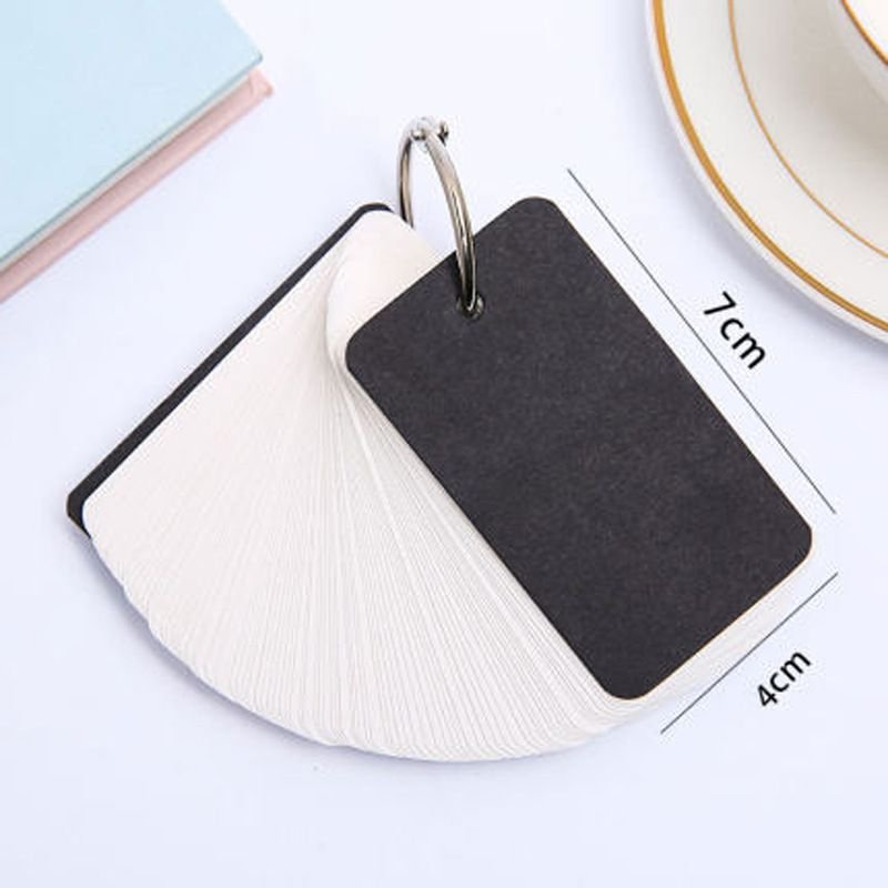 Simple Blank Small Card Portable English Words Memorizing Word Card Memory Ring Button