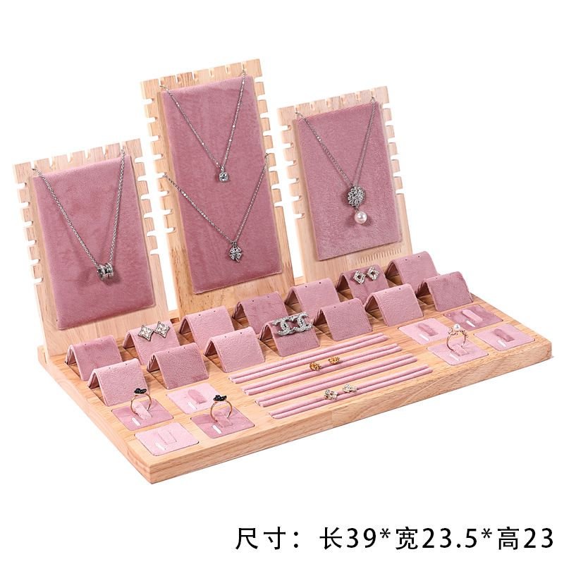 Simple Wood Flannel Jewelry Display Set