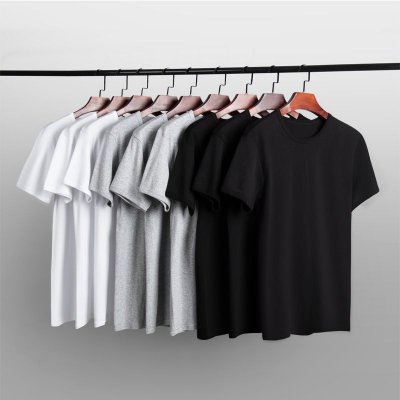 Men Casual Round Neck Short Sleeve Solid Color Simple Slim T-Shirt