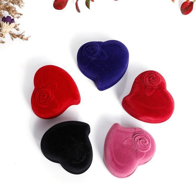 Valentine Day Heart Rose Jewelry Storage Packaging Ring Box