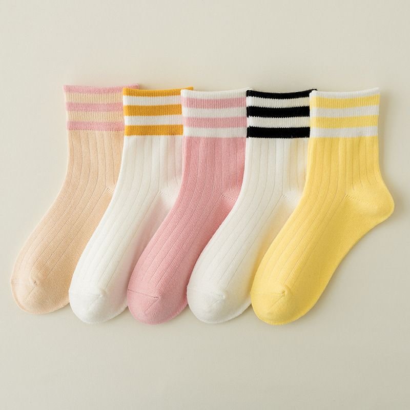 Kids Boys Girls Cute Basic Stripe Mid-Calf Socks