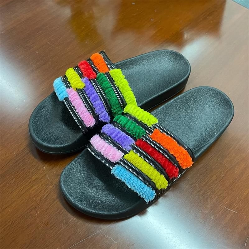 Women Fashion Colorblock Flat Slippers