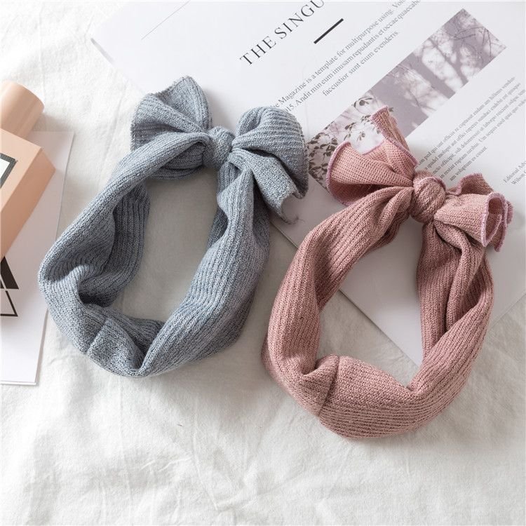 Kids Simple Solid Color Bowknot Elastic Headband