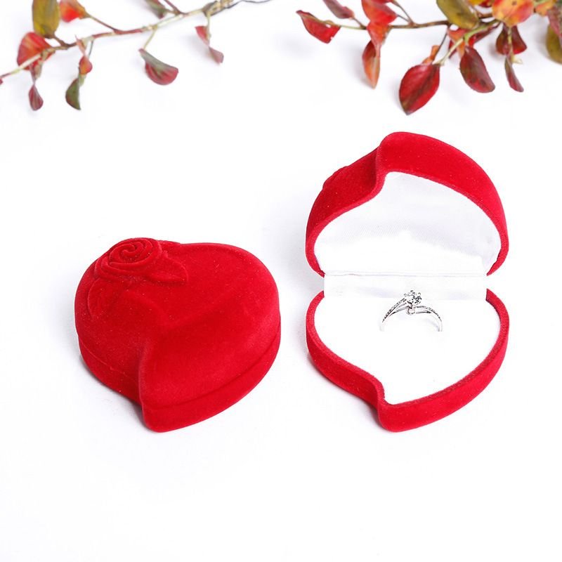 Valentine Day Heart Rose Jewelry Storage Packaging Ring Box