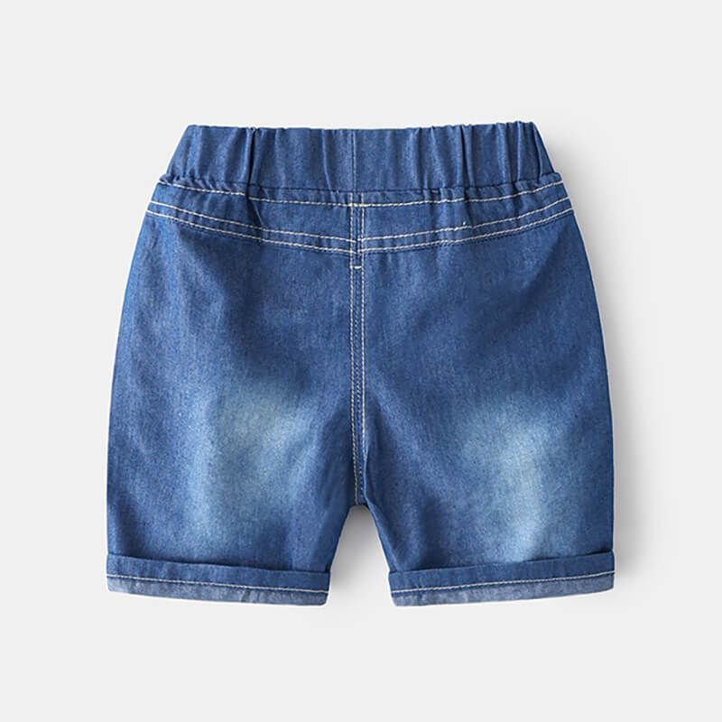 Boys Simple Elastic Design Denim Shorts