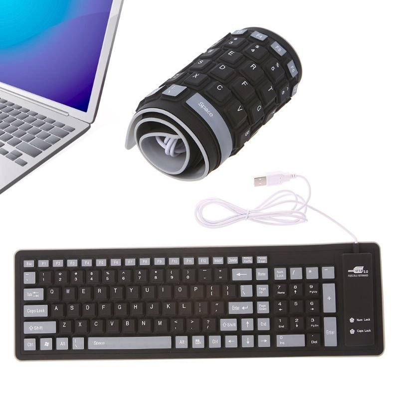 103 Keys Water Resistant Silicone Keyboard Portable USB Keyboard