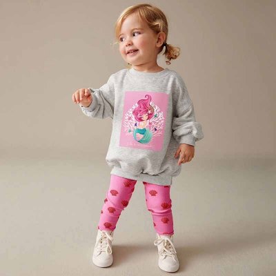 Kids Toddler Girls Casual Cute Cartoon Print Long Sleeve Sweatshirts Shell Print Pants Sets